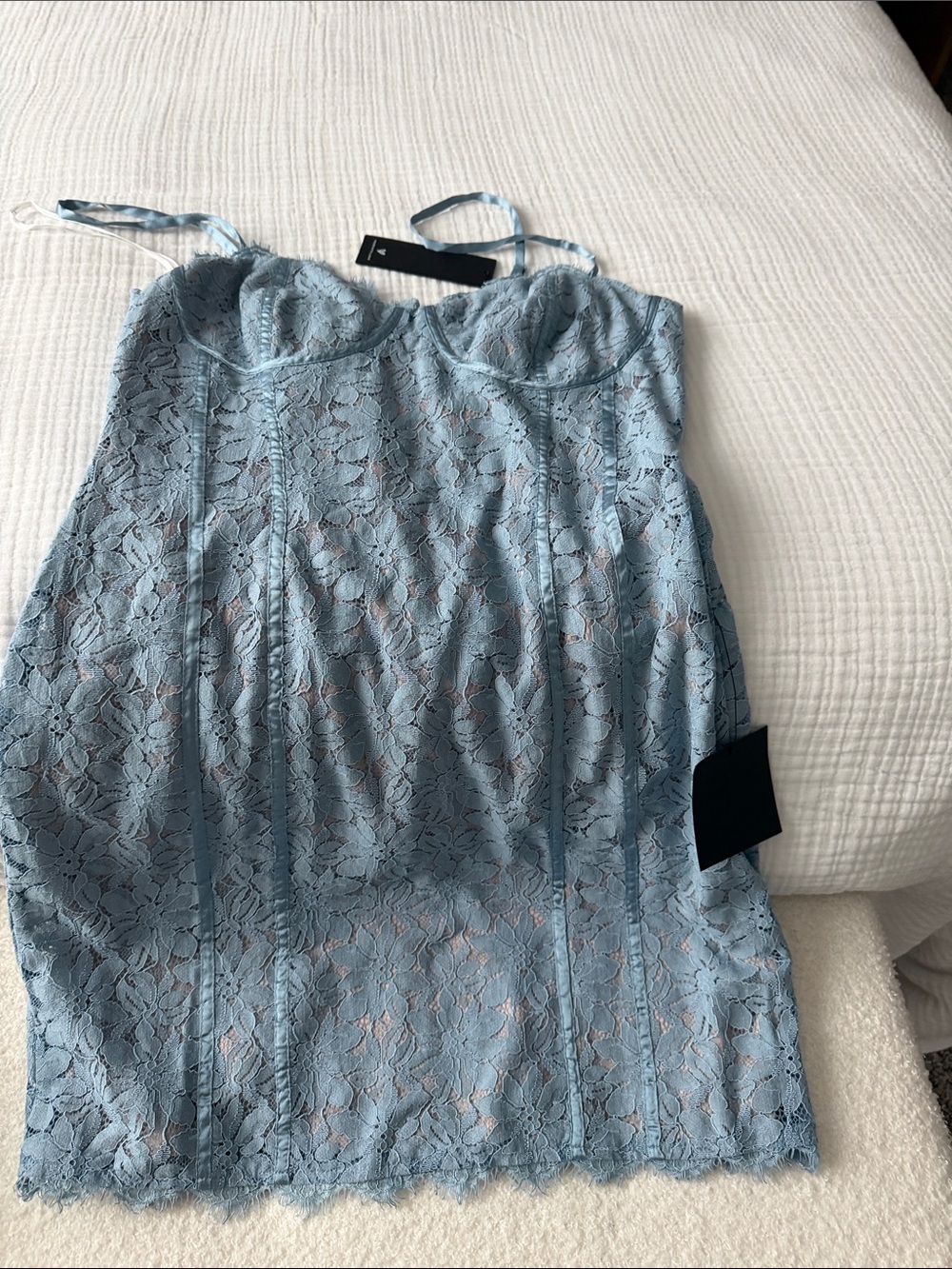 Lulu's Powder Blue Lace Slip Dress